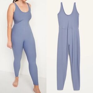 Old Navy PowerSoft Blue Jumpsuit Womens Sz XL Tall Mineral Spring Activewear NEW